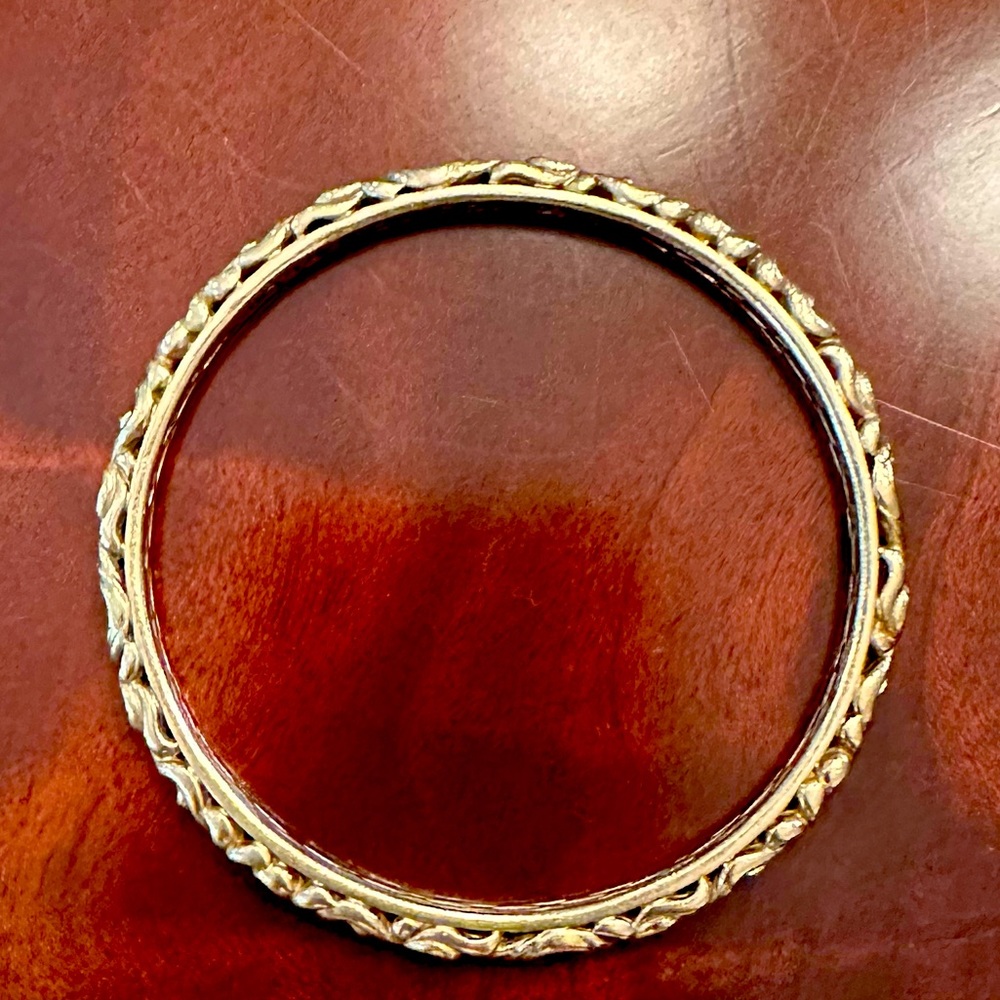 Charles Krypell”ILove You”bangle.Vermeil .925 sterling silver & 18K Yellow gold.